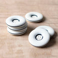 White & Navy Outline Button - Large
