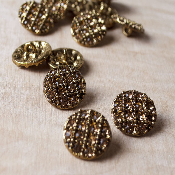 Topaz Rhinestone Brass Button ford-embellish-trims Button.