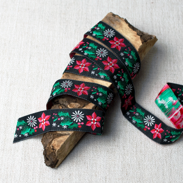 Whimsical Poinsettias Jacquard Ribbon ford-embellish-trims Ribbon.