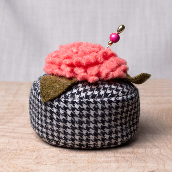 Houndstooth Wool Poof Pincushion ford-embellish-trims Pin Cushion.