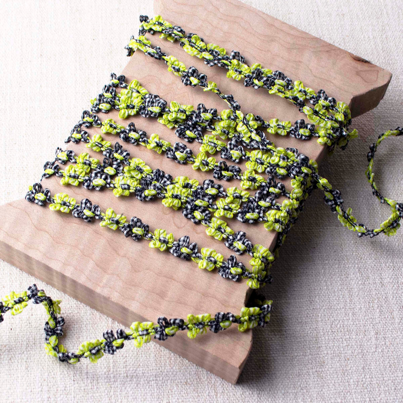 Chartreuse & Black Gingham Scrunchy Flowers