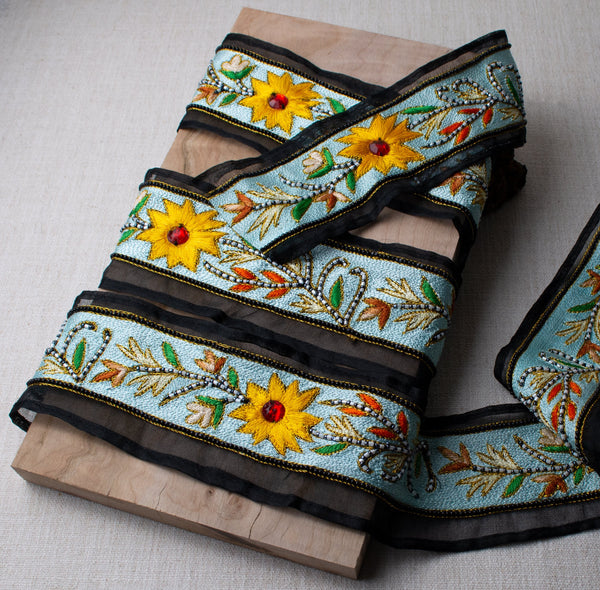 Bountiful Embroidery Trim in Soft Aqua ford-embellish-trims Trim.