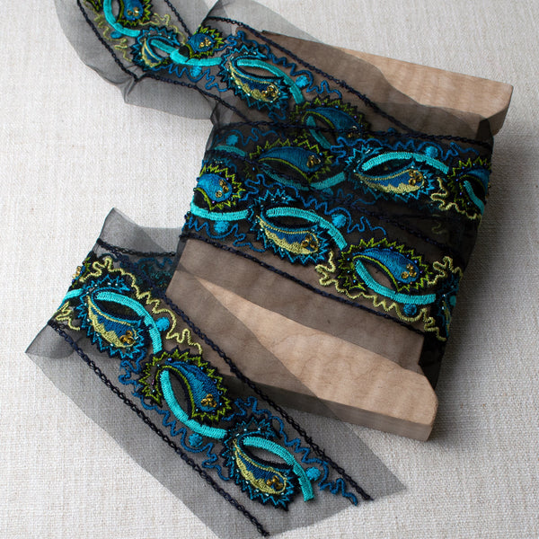 Peacock Whirls Trim on Black ford-embellish-trims Trim.