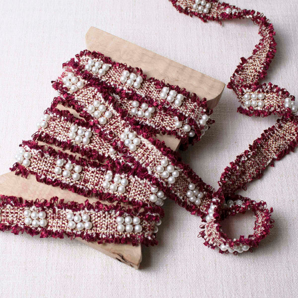 Cluster Pearl Fringe Trim in Garnet ford-embellish-trims Trim.