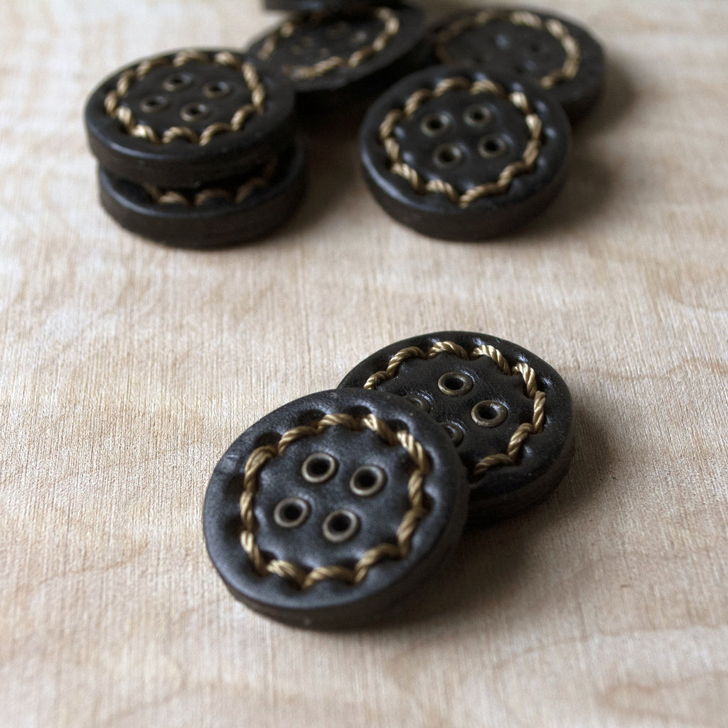 Dark Chocolate Leather Button ford-embellish-trims Button.