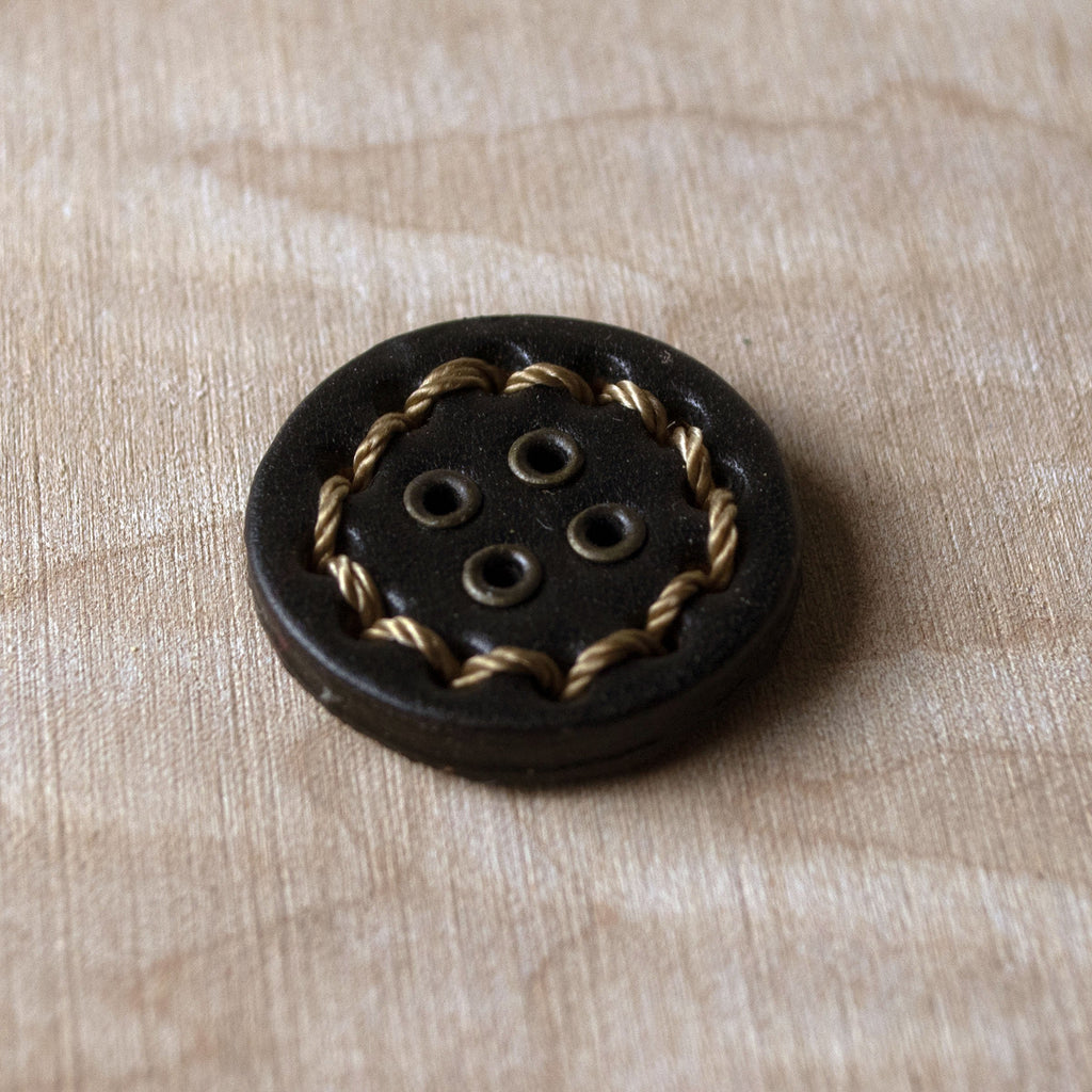 Dark Chocolate Leather Button ford-embellish-trims Button.