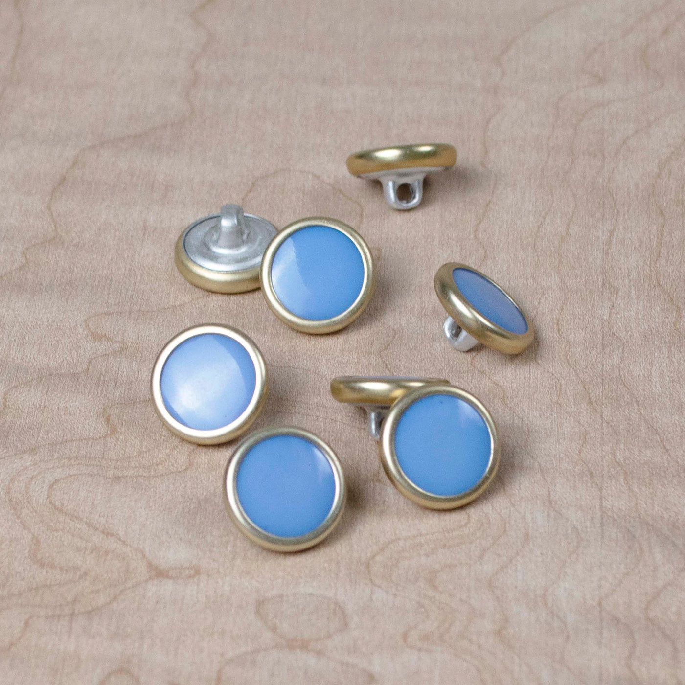 Gold Rimmed Sky Blue Button