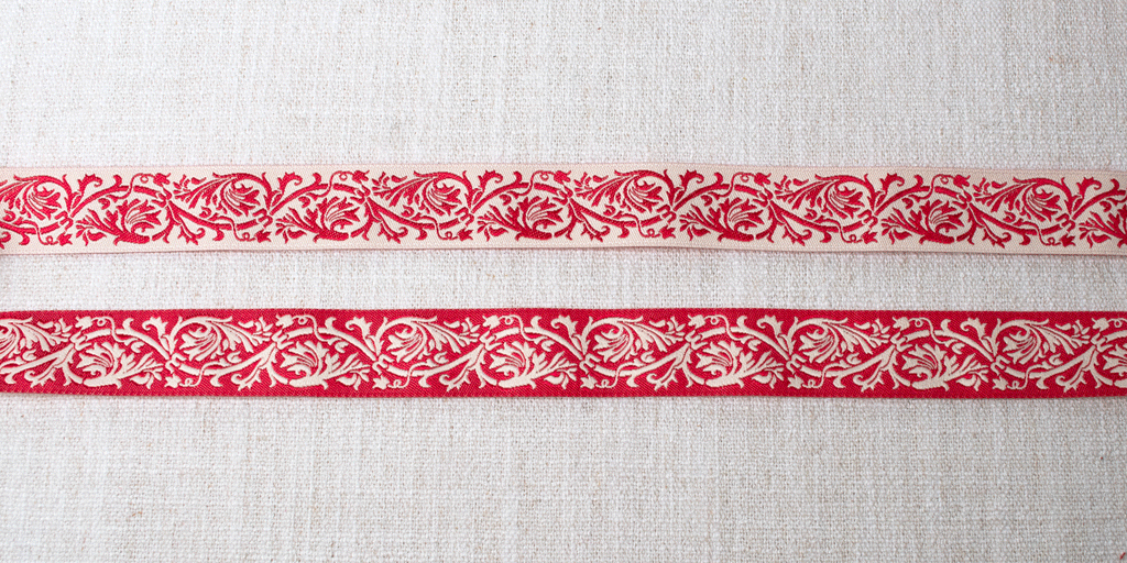 Apple Red Flourish Brocade Ribbon ford-embellish-trims Ribbon.