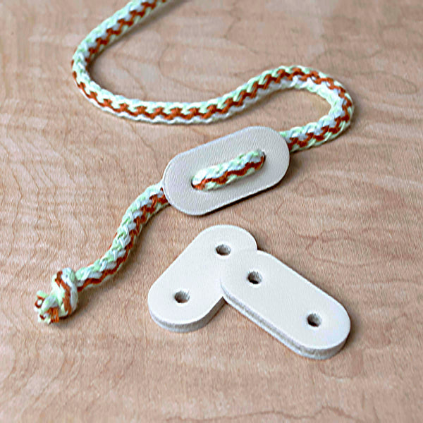 Leather Cord Stop in Antique White